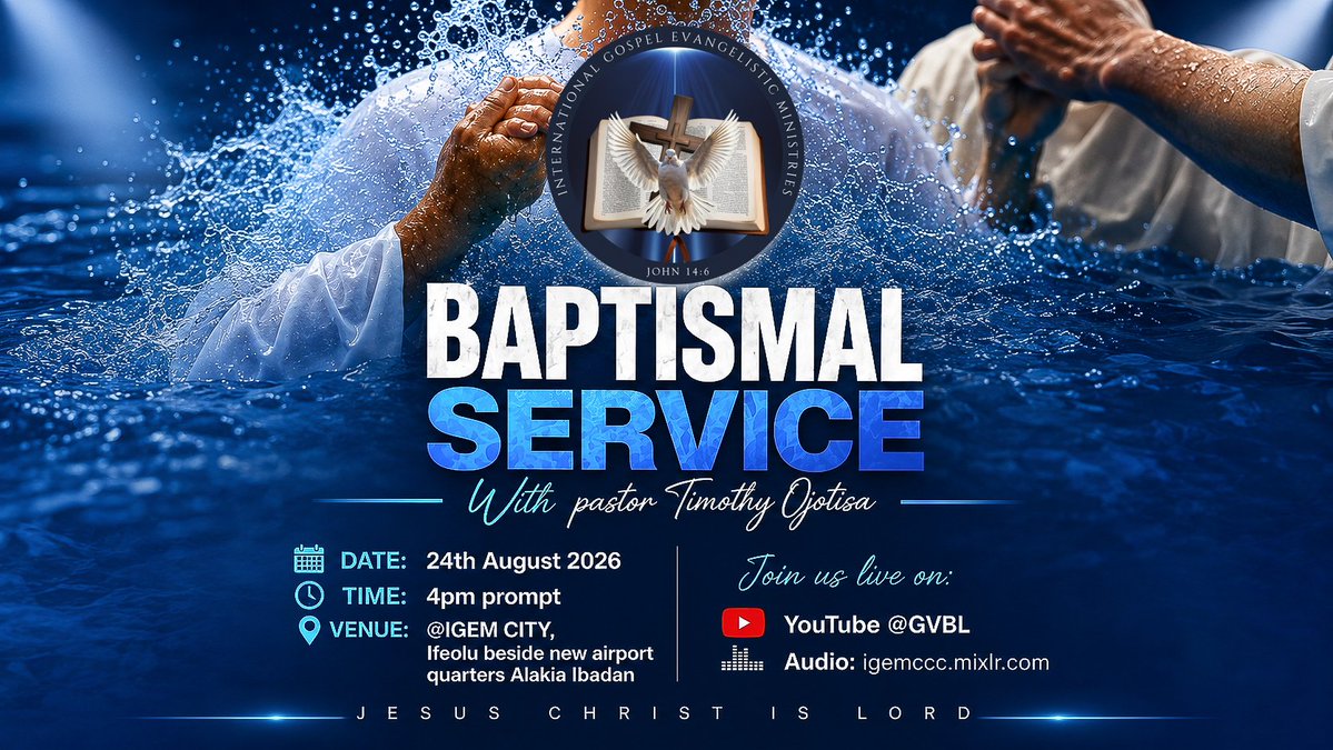 igemcity's tweet photo. You are invited to Baptismal Service!
π βIf any man be in Christ, he is a new creature.β 2 Corinthians 5:17
#igemccc #Baptism #BaptismalService #NewBeginning #NewCreation #JesusChrist #holiness #sanctification https://t.co/7xd8Z4pQhi