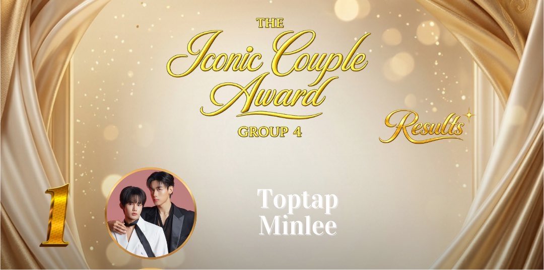 TOPTAPMINLEETH's tweet photo. “The Iconic Couple Award” — Group 4

#ToptapMinlee in TOP 5 🏆

#thaiupdate2019 
#thaiupdateawards2026
#paybacktheseries https://t.co/7MdZR3XnAX