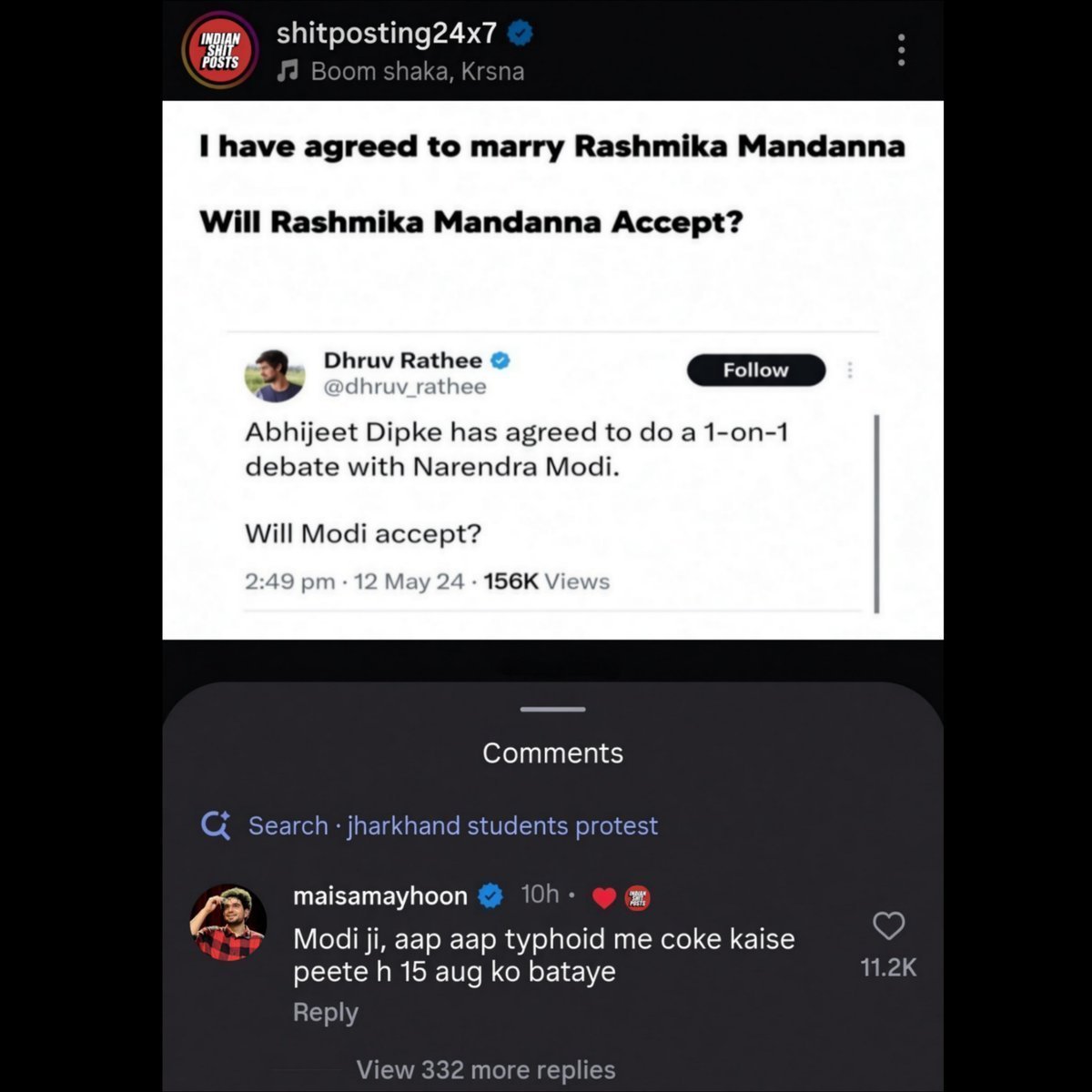 Warlock_mohit's tweet photo. Samay Raina is cooking Abhijeet Dipke 😭🔥

This was brutal 😹 https://t.co/Lqse5f9oC1