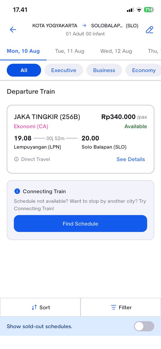 eternaIdroplets's tweet photo. selamat sore @KAI121, apakah app kai access sedang error? saya ingin membeli tiket goshow kereta jaka tingkir tp harganya belum berubah dan opsi kereta lainnya tdk ada. mohon dibantu tks https://t.co/WejNdLfGgA