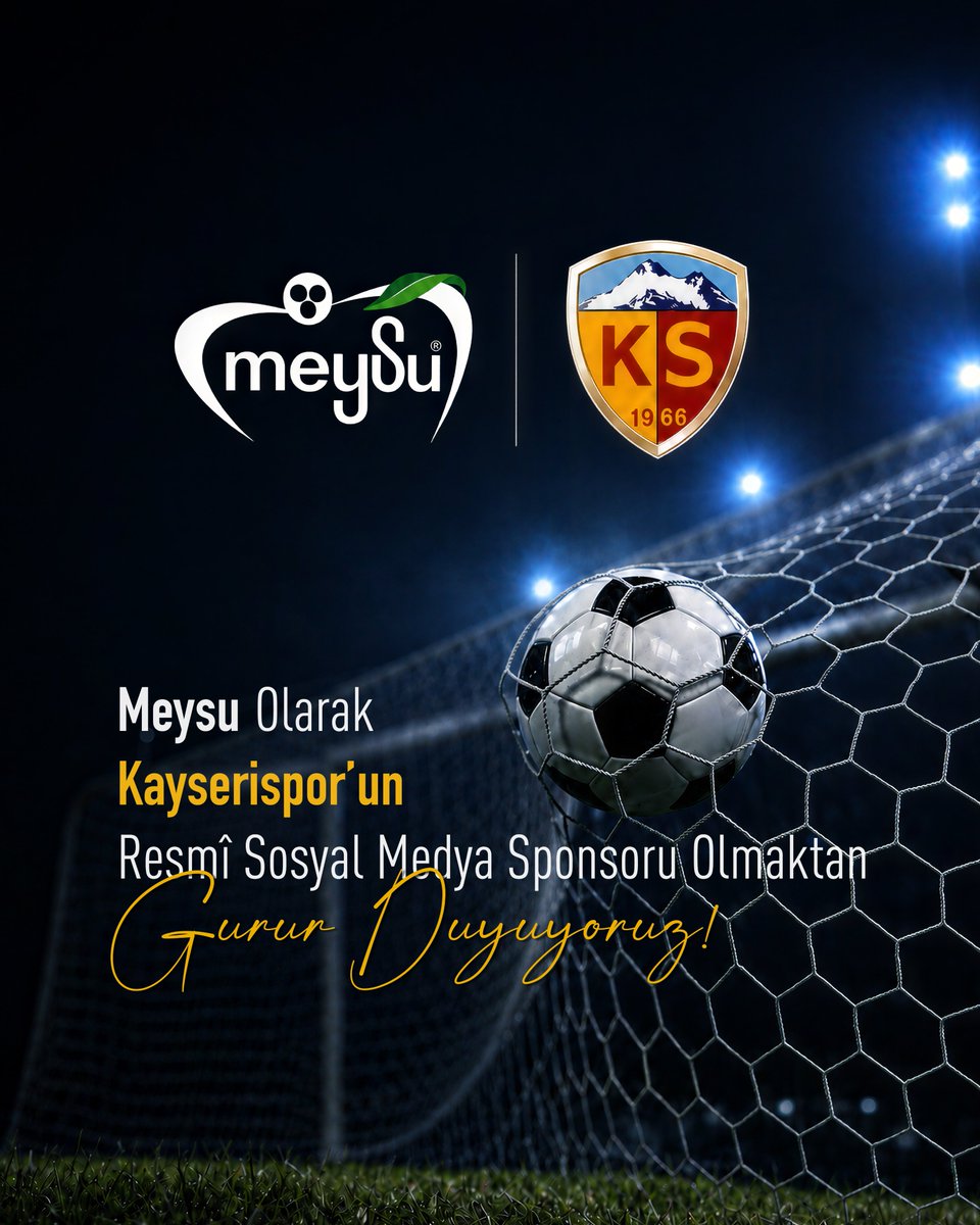 meysu_turkiye's tweet photo. 🟡🔴 Meysu olarak, Kayserispor’un Resmî Sosyal Medya Sponsoru olmaktan gurur duyuyoruz. 

Kayseri’nin iki köklü değerini bir araya getiren bu iş birliğiyle, Kayserispor’un yanında yer almaktan ve kulübümüzün başarı yolculuğuna destek vermekten mutluluk duyuyoruz.

Yeni sezonda Kayserispor’a başarılar diliyoruz. 

@KayserisporFK