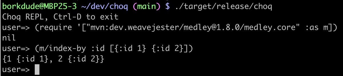 borkdude's tweet photo. Choq now has mvn: specifier scheme.
#clojure #clojurescript #choqcljs #cherrycljs https://t.co/RlSg0C9tJL