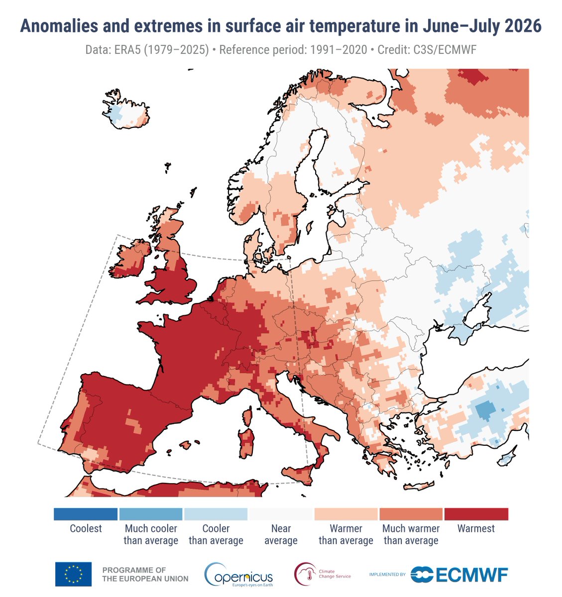 METclimate's tweet photo. Western Europe saw its warmest June–July period on record - https://t.co/trGUH0aup9
👉Ireland saw its 4th warmest June and 2nd warmest July - https://t.co/6eZEt2odMc
👉SST over the extra-polar ocean was the highest on record for July
👉Joint second warmest July globally https://t.co/E0ffwjTsOS