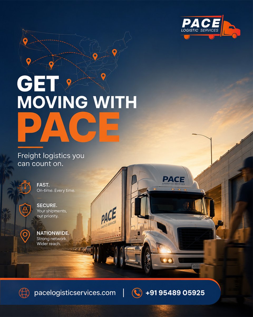 pacelogistic's tweet photo. Freight shouldn't be complicated. We show up on time and treat every shipment like it's our own, backed by a network that moves freight nationwide.

PACE Logistic Services 🚛

🌐 https://t.co/HAV2fUwdtm
📞 +91 95489 05925
#Logistics #Trucking #SupplyChain https://t.co/RiVCrtaBcW