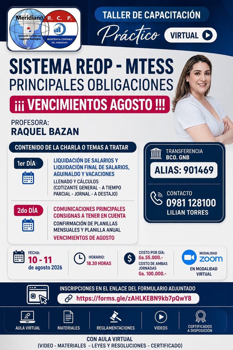limabe2966's tweet photo. 📣 *LLEGO LA CAPACITACION QUE ESTABAS PIDIENDO
SISTEMA REOP - MTESS - PRINCIPALES OBLIGACIONES 
!VENCIMIENTOS AGOSTO !!!*

AQUI TE DEJAMOS EL ENLACE DE INSCRIPCION 
https://t.co/a8e1mmBArR https://t.co/cEdwSlGChT