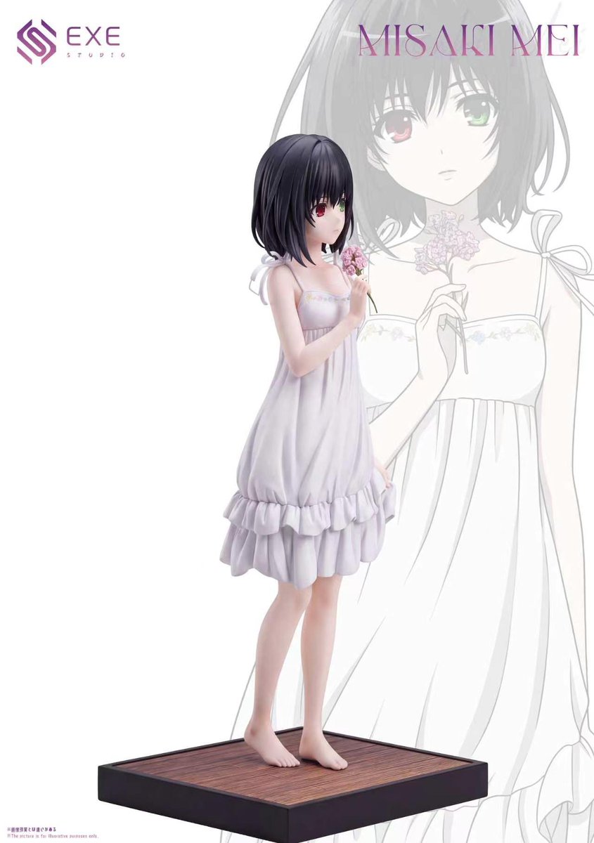 hamajippa's tweet photo. EXE Studio Misaki Mei 1/6

EXE - Studio 新款来袭Misaki-Mei
【作品】：白裙见崎鸣
【比例】：1/6
【体数】：99体（如未达到体数，则按照实际体数生产）
【配置】：人物主体+地台+亚克力砖
【尺寸cm】：高27. 宽16 .深16.
（手工测量，实际尺寸以大货为准）
【快递】：顺丰到付
【价格】：全款1088元，定金400元，尾款688元。
【出货时间】：截单后三个月
PS：大货进行人物手中花朵优化，头发细节加强，眼睛水贴优化。