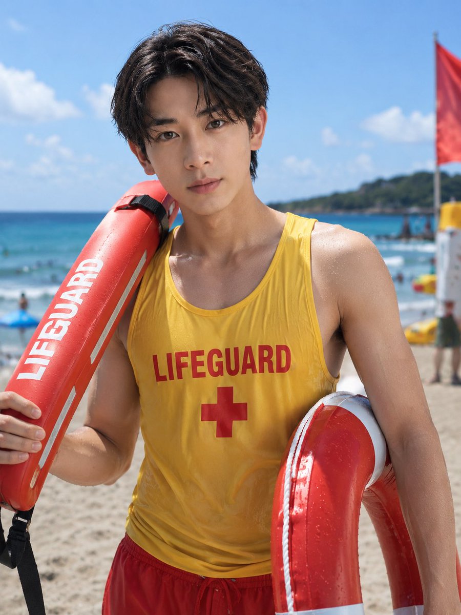 sk_kohei's tweet photo. 海水浴場でライフセイバーをする、新藤くん https://t.co/NWxJRgmh3l
