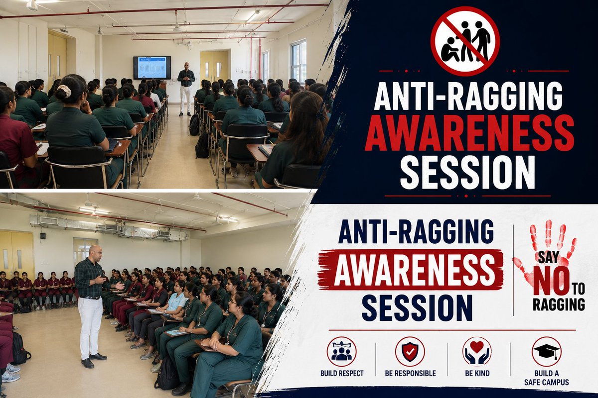 FHW_SSU's tweet photo. 🚫 Say NO to ragging. YES to respect. 🤝

Sri Sri University’s Anti-Ragging Squad conducted an Anti-Ragging Awareness Session focusing on University’s Anti-Ragging Policy, UGC Regulations &amp; a safe, inclusive campus.

#SriSriUniversity #AntiRagging #SafeCampus #UGCAntiRagging https://t.co/2FpsAgqBfz