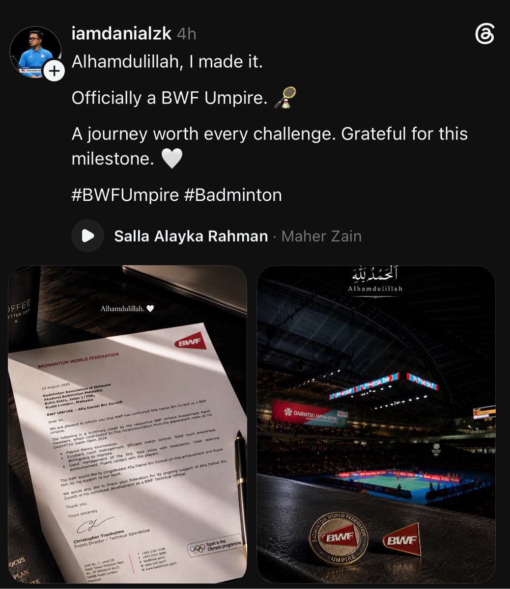 craigansibin's tweet photo. Umpire BWF dari Malaysia 🇲🇾! 
Tahniah @NyellZK_ 👏 👏 https://t.co/iPSxbYnVhe