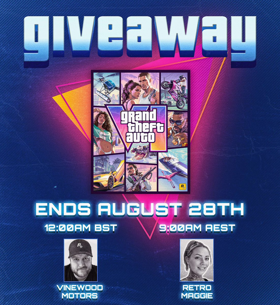 Vinewood_motors's tweet photo. GTA VI Giveaway! 

@Retro_Maggie and I are giving away 2 copies of GTA VI Ultimate Edition to two lucky winners! 👀

Want to be in with a chance to win? All you have to do is follow the link below and enter! ⤵️⤵️

https://t.co/DX4ihaEKKD https://t.co/Fd8UpXnqwr