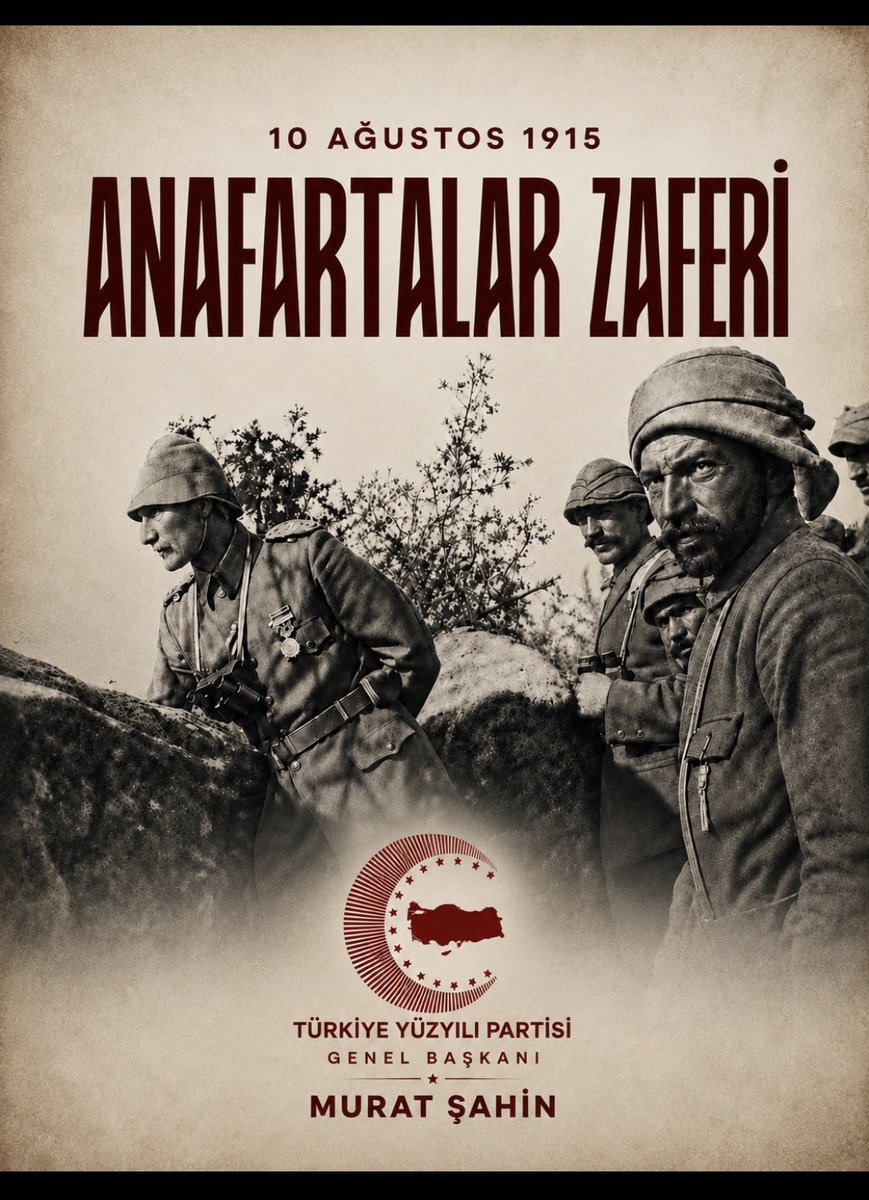 muratsahin2023's tweet photo. 🇹🇷 ANAFARTALAR; BİR CEPHEDEN ÖTE, MİLLÎ İRADENİN TARİHE VURDUĞU MÜHÜRDÜR..!

Anafartalar’da kazanılan zafer; Büyük Türk Milleti’nin istiklalinden, vatanından ve hürriyetinden hiçbir şart altında vazgeçmeyeceğini bütün dünyaya ilan ettiği tarihî bir irade beyanıdır..

Çanakkale’nin ateşten cephelerinde ortaya konulan cesaret, fedakârlık ve vatan şuuru; yalnızca bir askerî başarı değil, milletimizin bağımsızlık karakterinin ve devlet olma kudretinin abideleşmiş ifadesidir..

Anafartalar’da yükselen o sarsılmaz irade, yıllar sonra Millî Mücadele’nin ruhuna da istikamet vermiş; Türk milletinin esareti kabul etmeyeceğini tarihe bir kez daha kaydetmiştir..

Anafartalar Zaferi’nin 111. yıl dönümünde; Cumhuriyetimizin banisi Gazi Mustafa Kemal Atatürk’ü, silah arkadaşlarını ve vatan toprağını canından aziz bilen bütün kahramanlarımızı rahmet, minnet, hürmet ve dualarla yâd ediyoruz..

Ruhları şad, makamları âli olsun..

Necip Türk Milleti var olsun, büyük Türk vatanı ilelebet payidar kalsın..! 🇹🇷

#AnafartalarZaferi #Çanakkale #TürkiyeYüzyılı