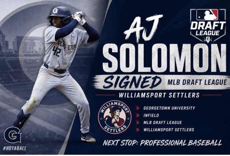 GUCoachT's tweet photo. Congratulations to AJ Solomon for signing a professional contract with the @mlbdraftleague with @crosscutters.
He is our 4th @GtownBaseball player to sign this summer and 2️⃣1️⃣st since 2021!
#ProHoyas https://t.co/HZ7yTnj0OX