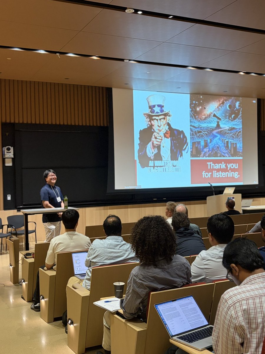 iaifi_news's tweet photo. Our first set of talks today at the #IAIFISummerWorkshop: Rahul Kulkarni (@UMassBoston) on “Statistical Mechanics approaches for Reinforcement learning and Generative Flow networks” &amp; Sung Hak Lim (IBS CTPU-PTC) on “Physics-Informed Machine Learning: from colliders to galaxies.” https://t.co/IXjrkJ0JzR