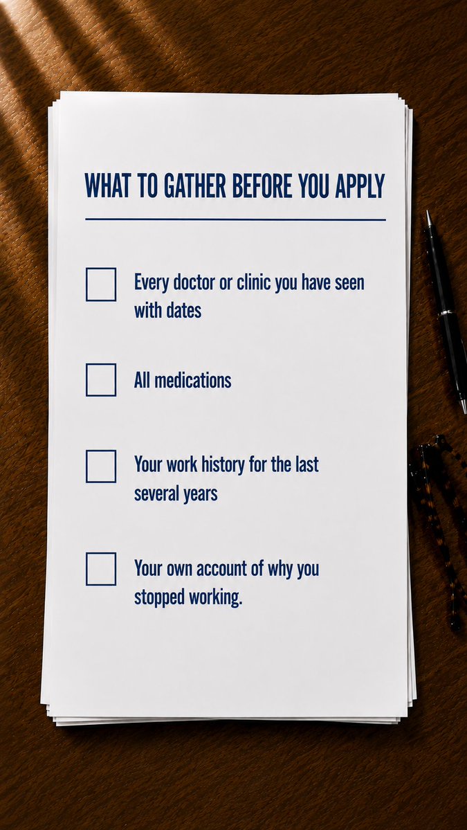 NymanTurkish's tweet photo. Applying for SSI/SSDI? Get organized first — save weeks of back-and-forth with SSA.

Gather before you start:
✅ Doctors &amp; clinics (dates)
✅ Current meds
✅ Work history
✅ Why you stopped working
Save this for later 👇
 https://t.co/fwoVzSsfVm

#NymanTurkish #FierceAdvocacy https://t.co/QjXEIFerPs