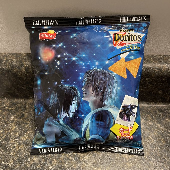 Collect's tweet photo. Someone preserved this sealed bag of Final Fantasy X Dorito Chips for 25 years 🤯

(via @YunalesckaGames) https://t.co/msVioiZXff