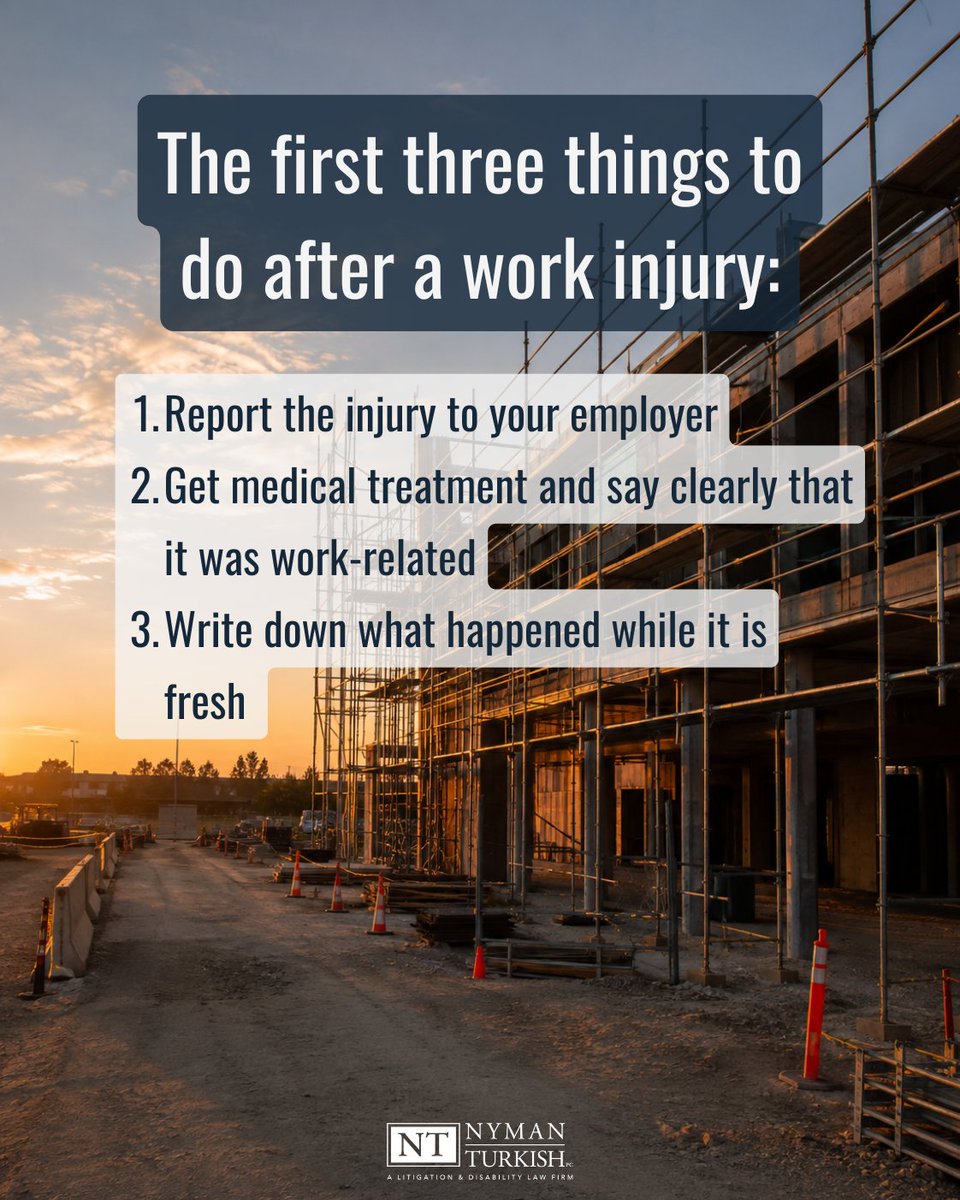 NymanTurkish's tweet photo. Work injury? The biggest mistake is waiting. Don't wait to report it. Don't wait to get treatment. Don't wait to document it. Workers comp has strict deadlines—that delay is exactly what insurance companies use to deny your claim. Learn more: https://t.co/zL1ChC9QEy #WorkersComp https://t.co/0HgptOL55g