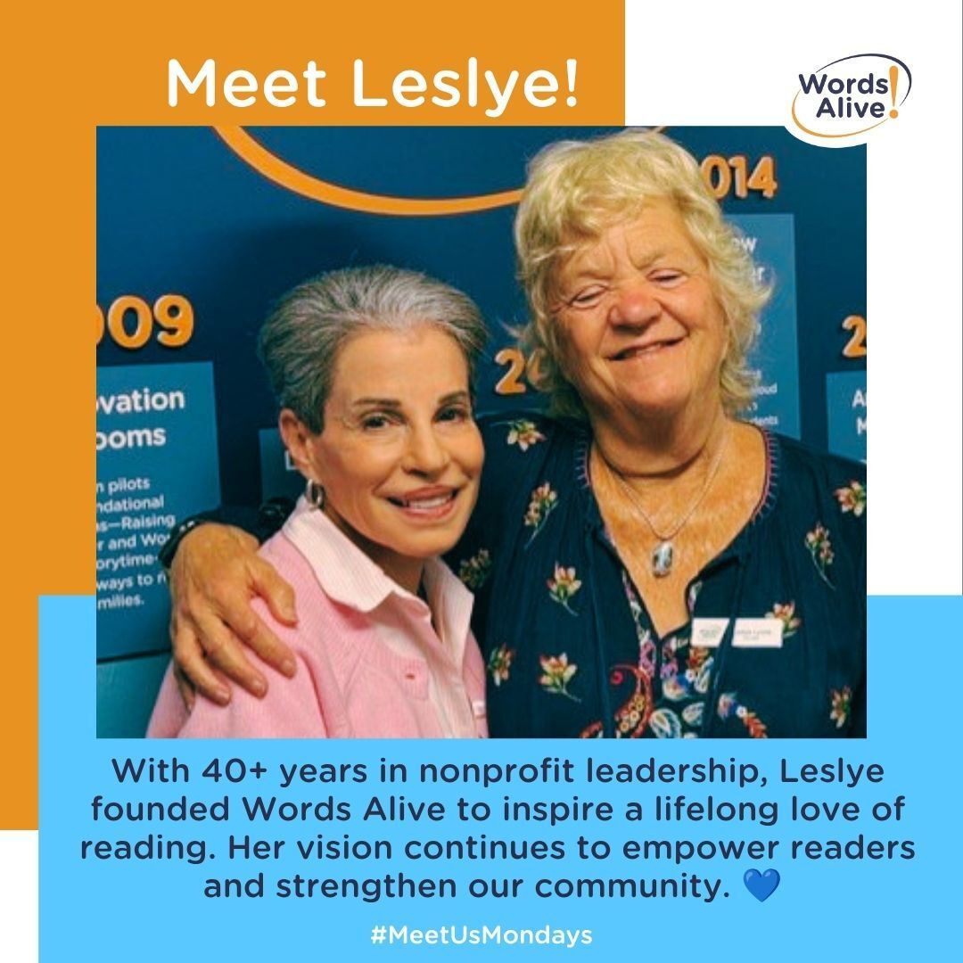 WordsAliveSD's tweet photo. 📚 Meet Us Monday: Founder Leslye Winkelman Lyons! With 40+ years in nonprofit leadership, Leslye founded Words Alive to inspire a lifelong love of reading. Her vision continues to empower readers and strengthen our community. 💙 #MeetUsMonday https://t.co/jb3taleS2X