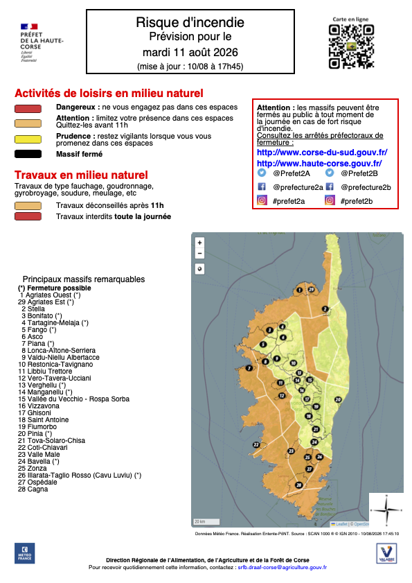 Image de Préfet de Corse préfet de Corse-du-Sud - 𝗥𝗜𝗦𝗤𝗨𝗘 𝗜𝗡𝗖𝗘𝗡𝗗𝗜𝗘 𝗣𝗢𝗨𝗥 𝗟𝗘 𝗠𝗔𝗥𝗗𝗜 𝟭𝟭 𝗔𝗢𝗨𝗧 𝟮𝟬𝟮𝟲 :
Le massif d'Illarat