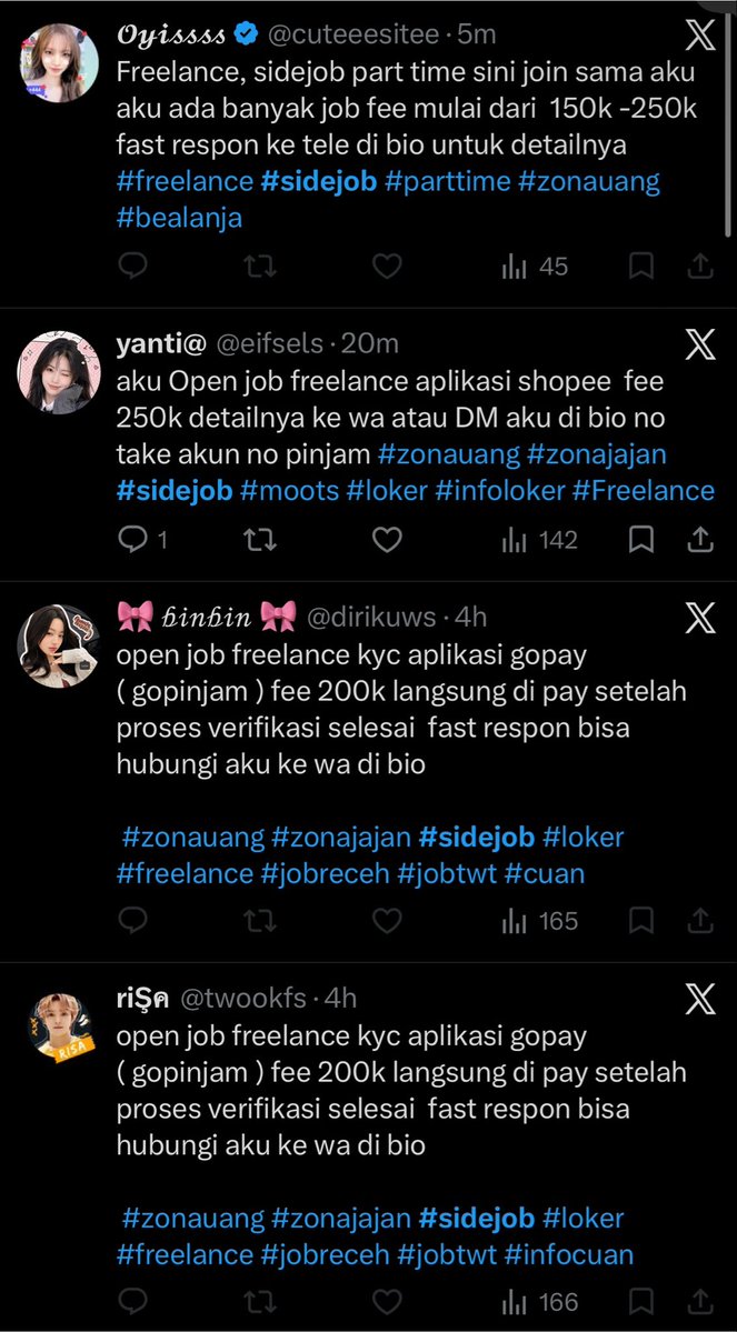 moonkittychi's tweet photo. ⚠️‼️BE AWARE GUYSS DISINI SCAM SEMUA , gaada suruh scan”‼️⚠️

@cuteeestiee @eifsels @dirikuws @twookfs dan masih banyak akun lain

#freelance #sidejob #loker https://t.co/pFc1yFi9YP
