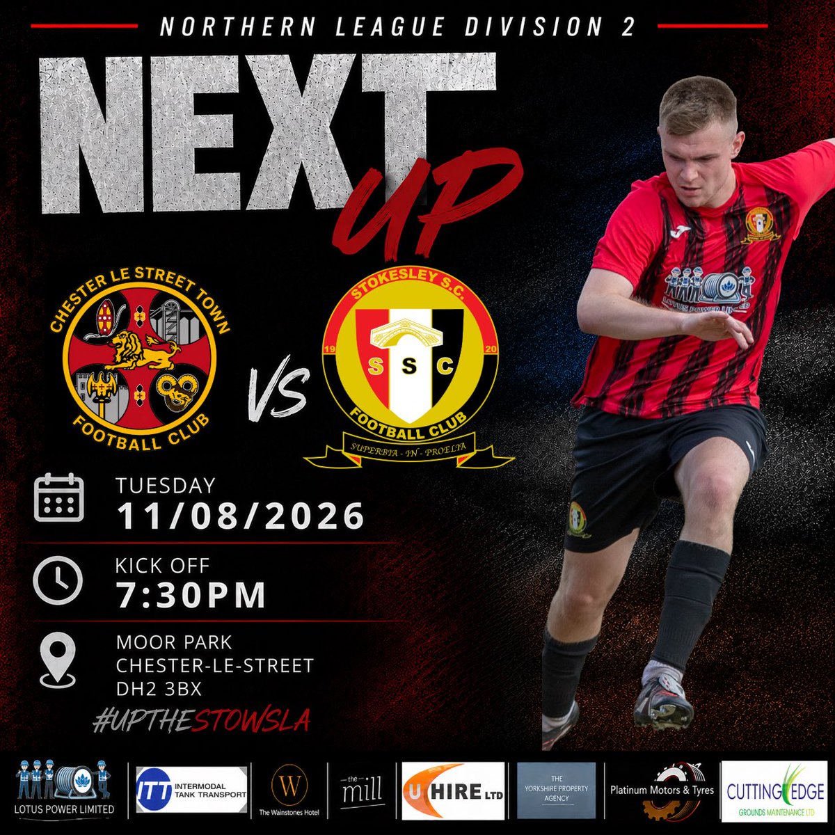 StokesleySCFC's tweet photo. We head to Moor Park tomorrow evening to face Chester le Street Town FC 🛣️

After facing two unbeaten sides in our last two games we now face Chester le Street who have W2 D1 L2.

@CestrianTweet 🆚 Stokesley SCFC

#UPTHESTOWSLA

🔴⚫️ https://t.co/I0h60WN7vN
