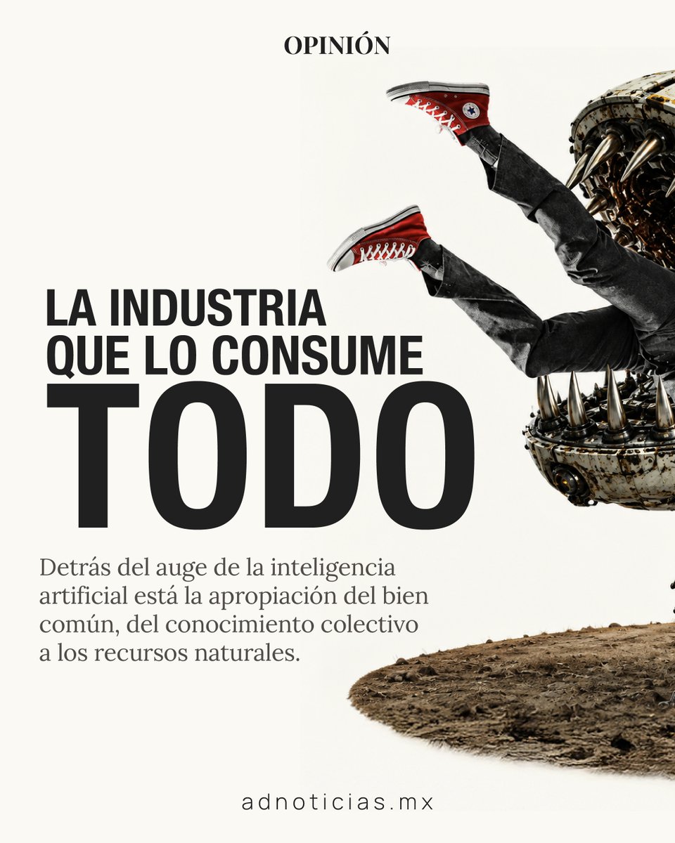 ADNoticiasMex's tweet photo. #OpiniónAD | Hoy quizá ya usaste #IA para buscar una idea, redactar algo, resumir un texto o ilustrar una columna.

Cada vez que lo hacemos, no solo recibimos una respuesta: también aportamos lenguaje, conocimiento y trabajo.

De esa relación menos visible habla @docarriaga en su columna semanal.

Lee la columna completa en:
🧠 https://t.co/YzgFus5FQL