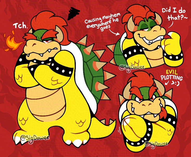 SigDowee's tweet photo. Late Bowser Day doodles!! That Koopa always be plotting stuff 🔥🐢
#Bowser #Nintendo https://t.co/RIGnpIZQNS