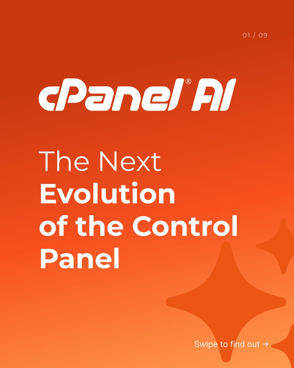 cPanel's tweet photo. Introducing cPanel AI.
A complete platform for AI-led hosting.
From guided onboarding and AI-powered website and app creation to an in-panel AI assistant and secure AI connectivity across your infrastructure.
See what's coming in cPanel AI 👉🏻 https://t.co/bMhGAxl9ZH https://t.co/EMfVxlVqZB