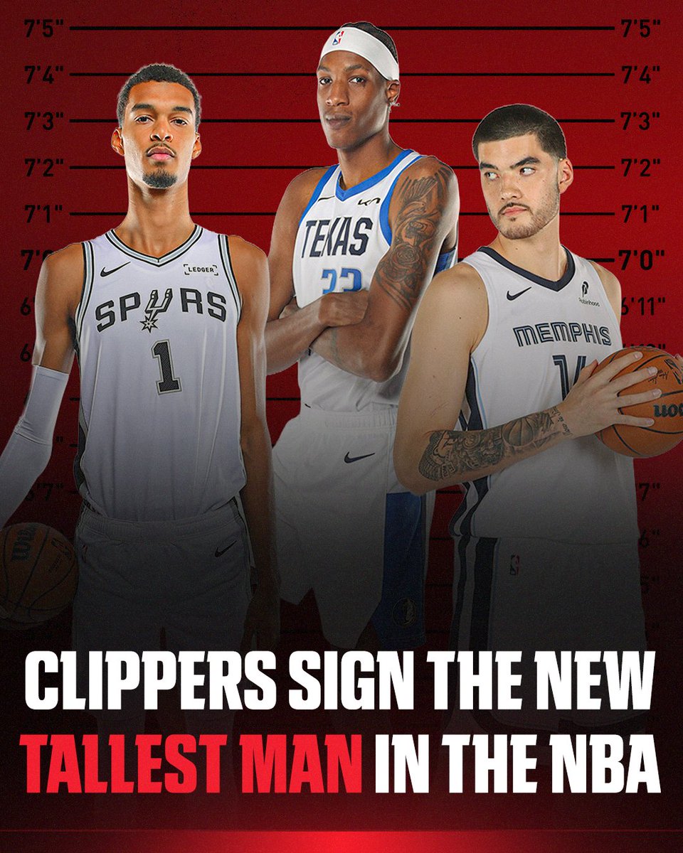 NBA on ESPN: New tallest player in the NBA 🚨
The Clippers have signed 7'5" center Jamarion Sharp to a two-way contract, making him