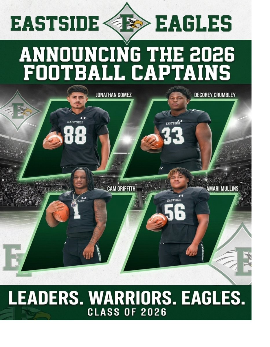 EastsideFB's tweet photo. Pleased to announce the 2026 Captains for the Eastside Eagles!!!
#OurStandard https://t.co/NOENymrut3