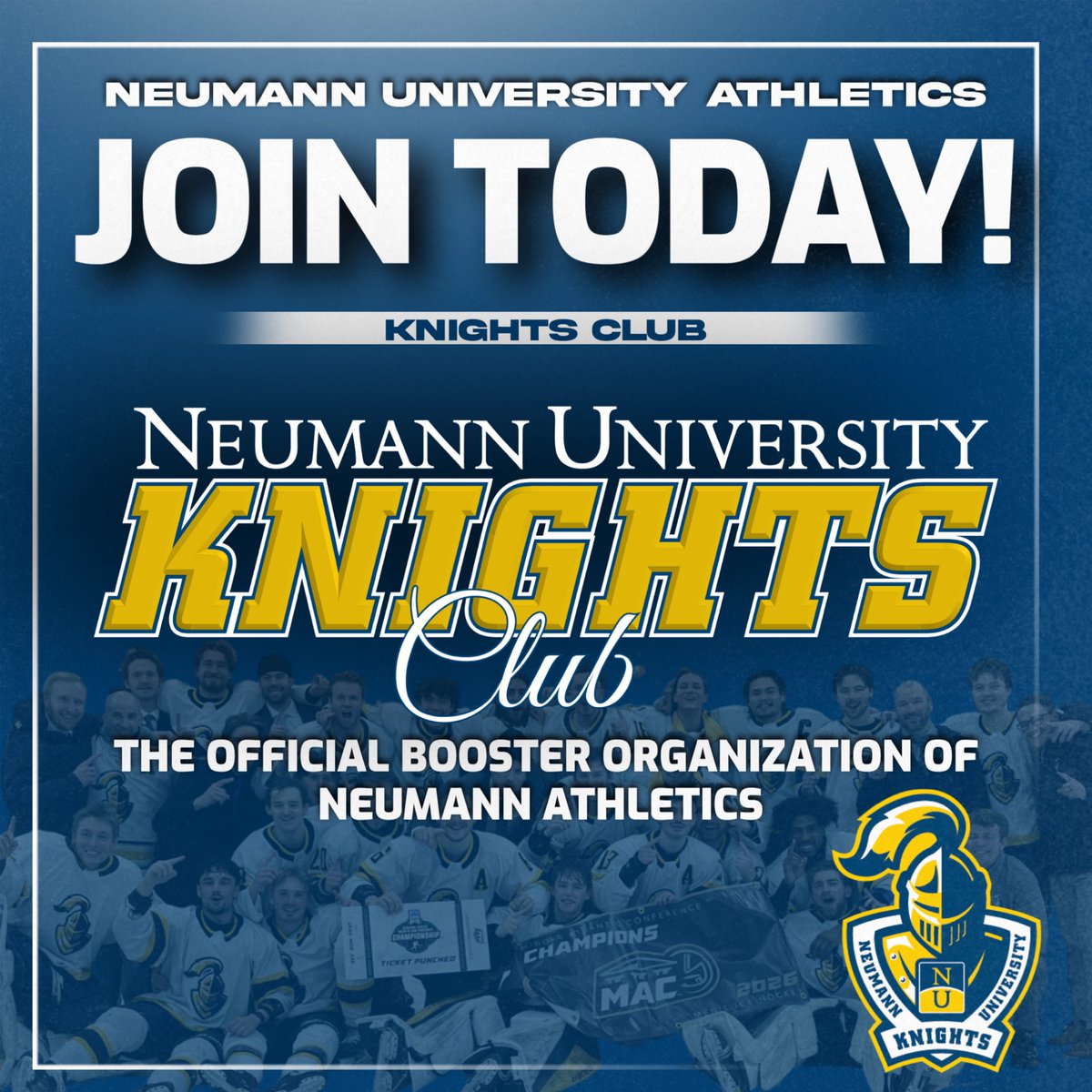 NeumannKnights's tweet photo. The time is NOW to join the Knights Club!
A new conference. 

A new era. Incredible momentum. 

Be part of something special and help us continue elevating the student-athlete experience at Neumann!

JOIN HERE: https://t.co/yWUdFJyeAm https://t.co/drZ6d5ADPj