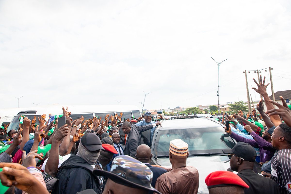 atiku's tweet photo. I have arrived in Osogbo, the Osun State capital, alongside a delegation of political associates, to stand with our governorship candidate, Dr Najeem Folasayo Salaam (Iwaloye), and our great party, the African Democratic Congress (ADC) @ADCNig, at the grand finale of our campaign ahead of Saturday’s governorship election. 

We are here to rally support for our candidate and make a final appeal to the people of Osun State to entrust the ADC with the responsibility of delivering purposeful leadership, good governance and a better future for all. -AA
