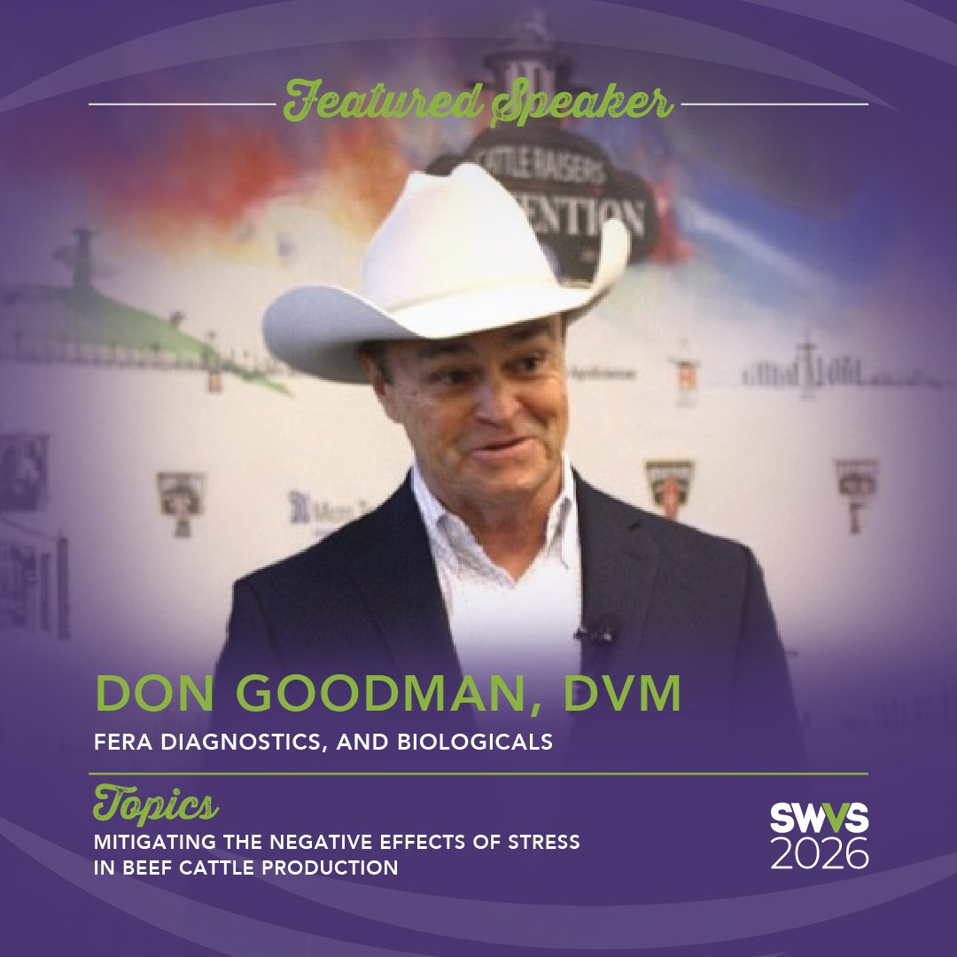 SWVS's tweet photo. Meet our next group of #SWVS2026 Featured Speakers! 

🐴 Canaan Whitfield DVM PhD
🐄 Don Goodman DVM
💼 Alexandra Kohrs
�� Debra L. Zoran DVM DACVIM-SAIM

Sept 17th-20th | San Antonio, TX 🐾
https://t.co/Aa9JNUBuHq https://t.co/5ACu9S2AXz