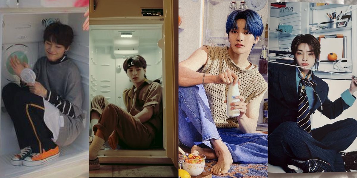 love4yji's tweet photo. funny how we always get a new jeongin pic with a fridge over the years https://t.co/GjE3VBQzo8