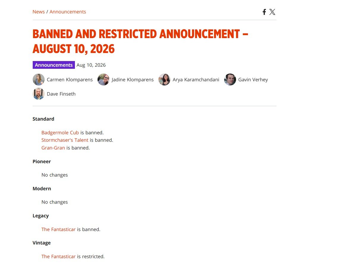 mtgazone's tweet photo. New Banned &amp; Restricted Announcement #MTG #Banned https://t.co/mi6grZgNS4