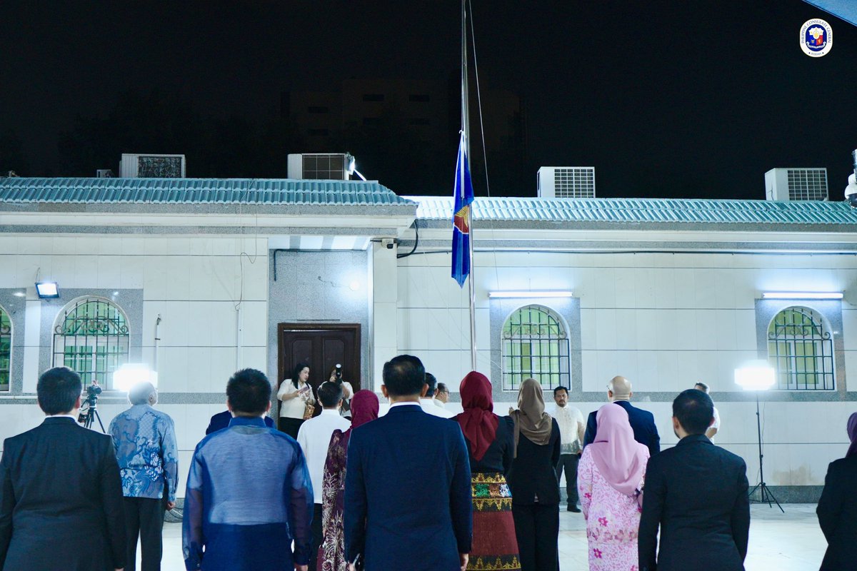 PHinJeddah's tweet photo. The Philippine Consulate General in Jeddah hosted the 𝟱𝟵𝘁𝗵 𝗔𝗦𝗘𝗔𝗡 𝗗𝗮𝘆 𝗙𝗹𝗮𝗴 𝗛𝗼𝗶𝘀𝘁𝗶𝗻𝗴 𝗖𝗲𝗿𝗲𝗺𝗼𝗻𝘆, bringing together the ASEAN Consulates General in Jeddah in celebration of regional unity and cooperation.

#ASEANDay2026 #ASEAN2026 #PHinJeddah https://t.co/OFYfdUf7BT