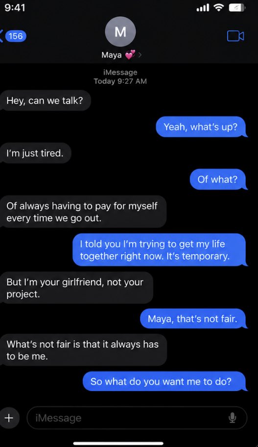 desi0re's tweet photo. My girlfriend said this when I told her I’m struggling financially right now. I genuinely don’t know if I’m overreacting or if this is a huge red flag. 💔 https://t.co/3l2PqijTCb