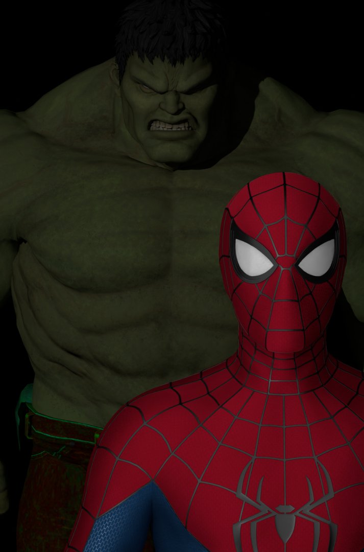 JimmyHo29i's tweet photo. Hulk's right behind me isn't he...

Original Models: 
Spiderman:@Eskze_
Hulk:8Yaron8 https://t.co/cVFIP2waXO