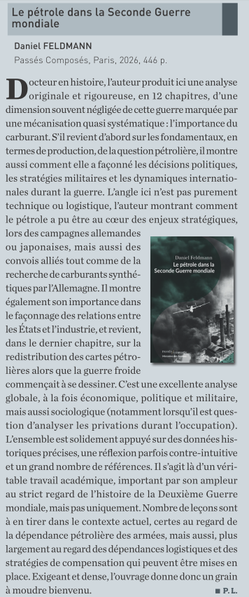 DSI_Magazine's tweet photo. #Lecturestrat Daniel Feldmann, Le pétrole dans la Seconde Guerre mondiale, publié dans DSI n°182. https://t.co/n7zkeujIji