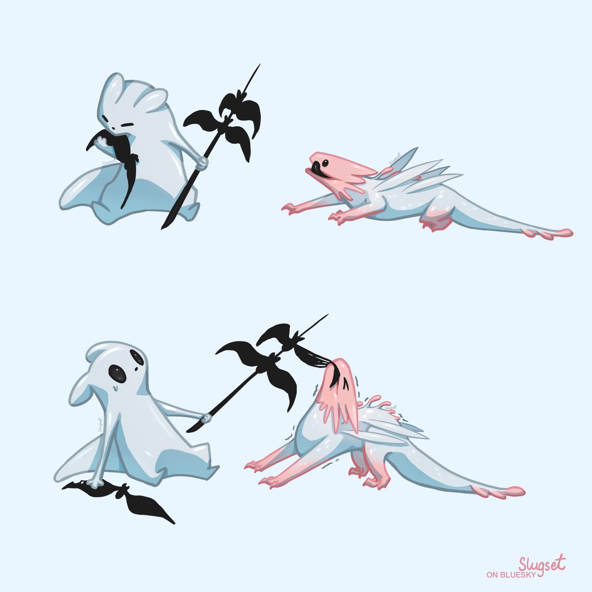 Slugset's tweet photo. A shared meal

#Rainworld #RainworldDownpour https://t.co/i86gt1bZ7s