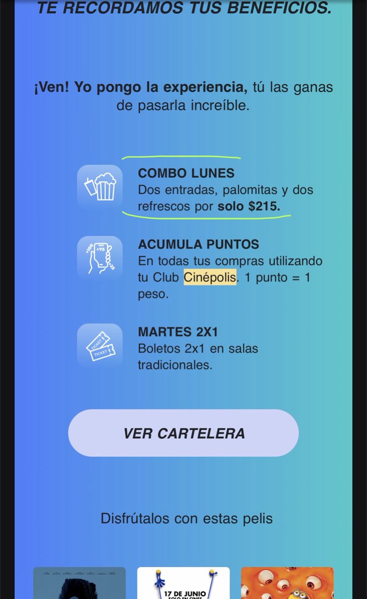 Jcer_er's tweet photo. Hey @AyudaCinepolis aquí donde está la promoción que me enviaron por correo del combo Lunes en $215? Al ponerlo en la app no sale la promoción y eso que no le he agregado o cambiado el tamaño y sabor de las palomitas 🫠🤔🙄 https://t.co/ECY7ZgsuKs