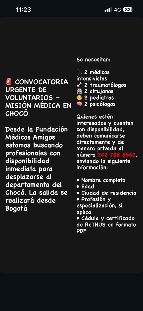 sebastianorrr's tweet photo. se necesitan voluntarios médicos en el chocó, aquí información https://t.co/AHNGEd1Nav