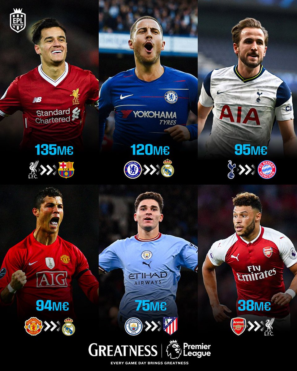 EPL_Gunlukleri's tweet photo. Büyük Altılı’nın tarihlerindeki en büyük satışları: #greatness https://t.co/wmXj4VKJCH