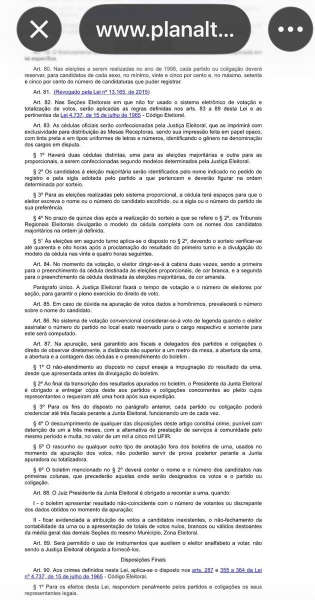 aguiar_dirce's tweet photo. Aos Ministros Kassio Nunes Marques e André Mendonça,
Presidentes e integrantes do Tribunal Superior Eleitoral:
“Exigimos, com firmeza e sem rodeios, a materialização do voto”.

O cidadão brasileiro não pode mais ser tratado como espectador do seu próprio direito. O voto é do povo. O domínio sobre o voto tem de ser direto, físico, auditável e público. Não é favor. É direito.

A Lei 9.504/97 é clara:
O sistema eletrônico é a regra geral (art. 59).
Os artigos 83 a 89 preveem o sistema convencional — cédulas de papel — e só podem ser aplicados se o Tribunal Superior Eleitoral autorizar excepcionalmente.

Pois bem. Está na hora de o TSE cumprir seu dever constitucional e autorizar o excepcional. Porque “o que está em jogo não é comodidade técnica. É segurança nacional”.

As urnas eletrônicas apresentam vulnerabilidade grave à segurança nacional — e essa vulnerabilidade se manifesta simultaneamente em todas as regiões do país. 

Não é teoria. Não é paranoia. É fato que exige resposta institucional séria.
Não basta “confiar”. O povo precisa ver. Contar. Conferir. Fiscalizar com os próprios olhos. 

A contagem pública dos votos é o mínimo civilizatório em qualquer democracia que se preze.

Ministros Kassio Nunes Marques e André Mendonça:

🔰Exigimos a materialização do voto.

🔰Exigimos que o cidadão tenha domínio direto sobre o seu voto.

🔰 Exigimos contagem pública, transparente e auditável.

O silêncio institucional diante dessa vulnerabilidade é inaceitável.

A omissão é cúmplice.
A hora de decidir é agora.

🔰 O voto é do povo.
Devolvei o poder ao povo.

👇Demais postagens nos comentários 

@TSEjusbr 
@nunesmarquesk 
@MinAMendonca 
@plnacional_ 
@Alfredogaspar_ 
@pfigueiredo08 
@canaltltvamericana 

To Justices Kassio Nunes Marques and André Mendonça,
Presidents and members of the Superior Electoral Court:
“We demand, firmly and unequivocally, the materialization of the vote.”

Brazilian citizens can no longer be treated as mere spectators of their own right. The vote belongs to the people. Control over the vote must be direct, physical, auditable, and public. It is not a favor; it is a right.

Law 9.504/97 is clear:
The electronic system is the general rule (Art. 59).
Articles 83 through 89 provide for the conventional system—paper ballots—and may only be applied if the Superior Electoral Court specifically authorizes it.

Well then. It is time for the TSE to fulfill its constitutional duty and authorize the exceptional measure. Because "what is at stake is not technical convenience. It is national security."

Electronic voting machines present a serious vulnerability regarding national security—and this vulnerability manifests simultaneously across all regions of the country.

It is not a theory. It is not paranoia. It is a fact that demands a serious institutional response.
"Trusting" is not enough. The people need to see. To count. To verify. To oversee with their own eyes.

The public counting of votes is a basic standard of civilization in any self-respecting democracy.

Justices Kassio Nunes Marques and André Mendonça:

🔰We demand the materialization of the vote.

🔰We demand that citizens have direct control over their vote.

🔰We demand a public, transparent, and auditable count.

Institutional silence in the face of this vulnerability is unacceptable.

Omission is complicity.
The time to decide is now.

🔰The vote belongs to the people.
Return power to the people.

👇Further posts in the 
comments