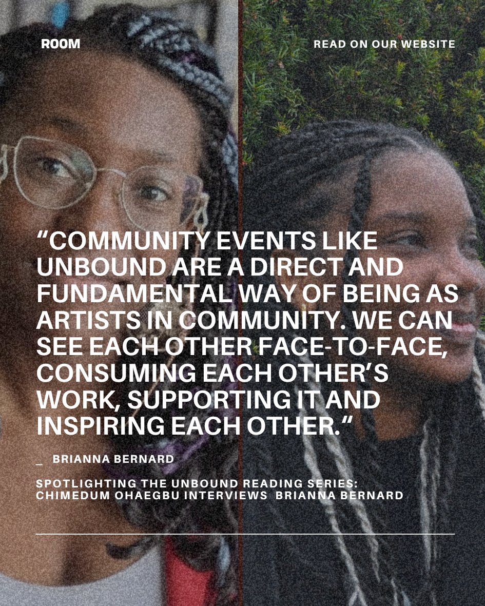 RoomMagazine's tweet photo. How can we be artists in community? Our Managing Editor Chimedum Ohaegbu interviews Brianna Bernard, who works as a technician for Neworld Theatre and Unbound Reading Series. 

https://t.co/NmcNgRwGmr https://t.co/35oMJjHEzN