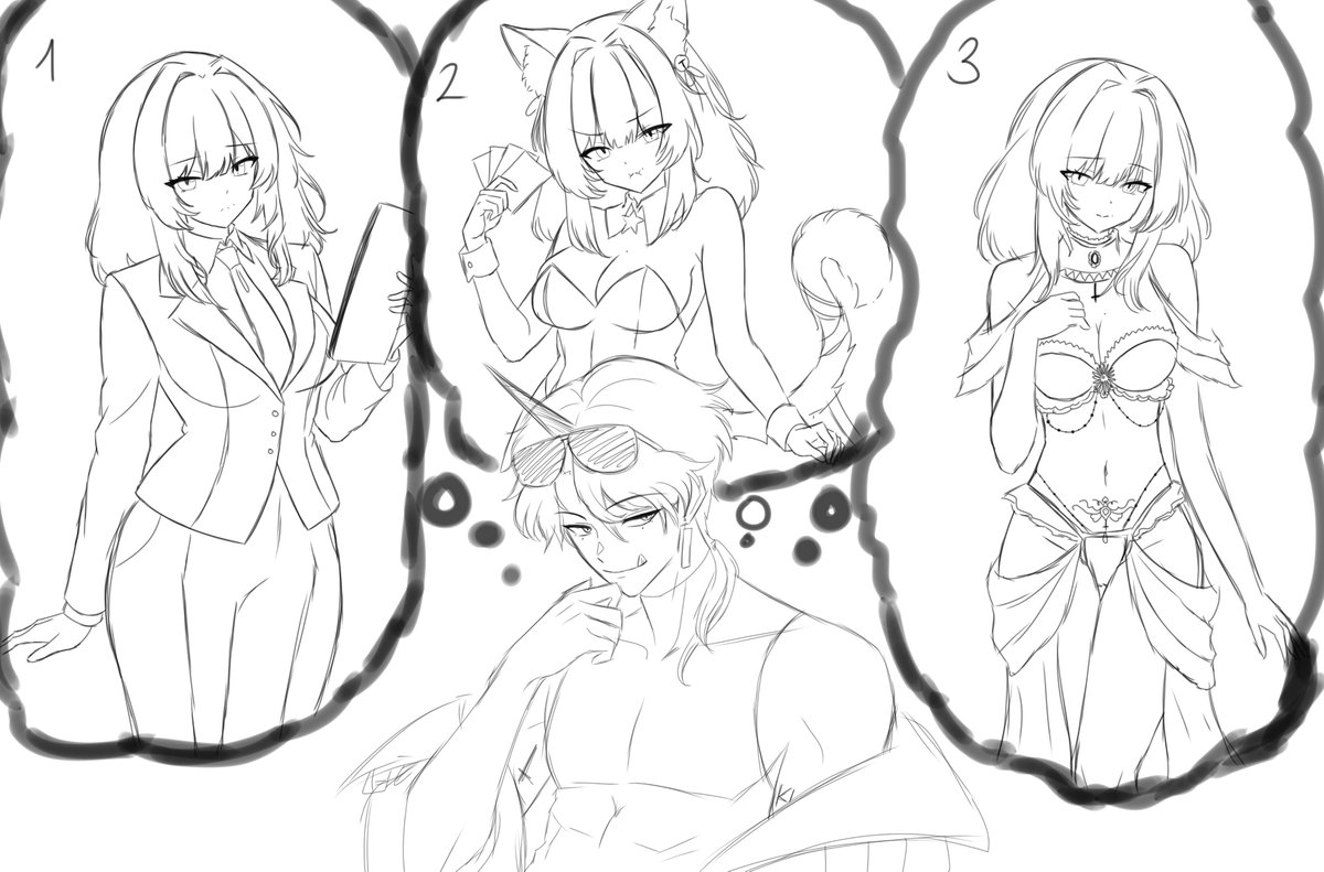 lunsx_x's tweet photo. Here the outfits you wanted to see Luna in 🫂

The nsfw scene will be with the third one (the votes were on discord)

#WHB #Whatinhellisbad #地獄のどこが悪い https://t.co/J55dYUniG7