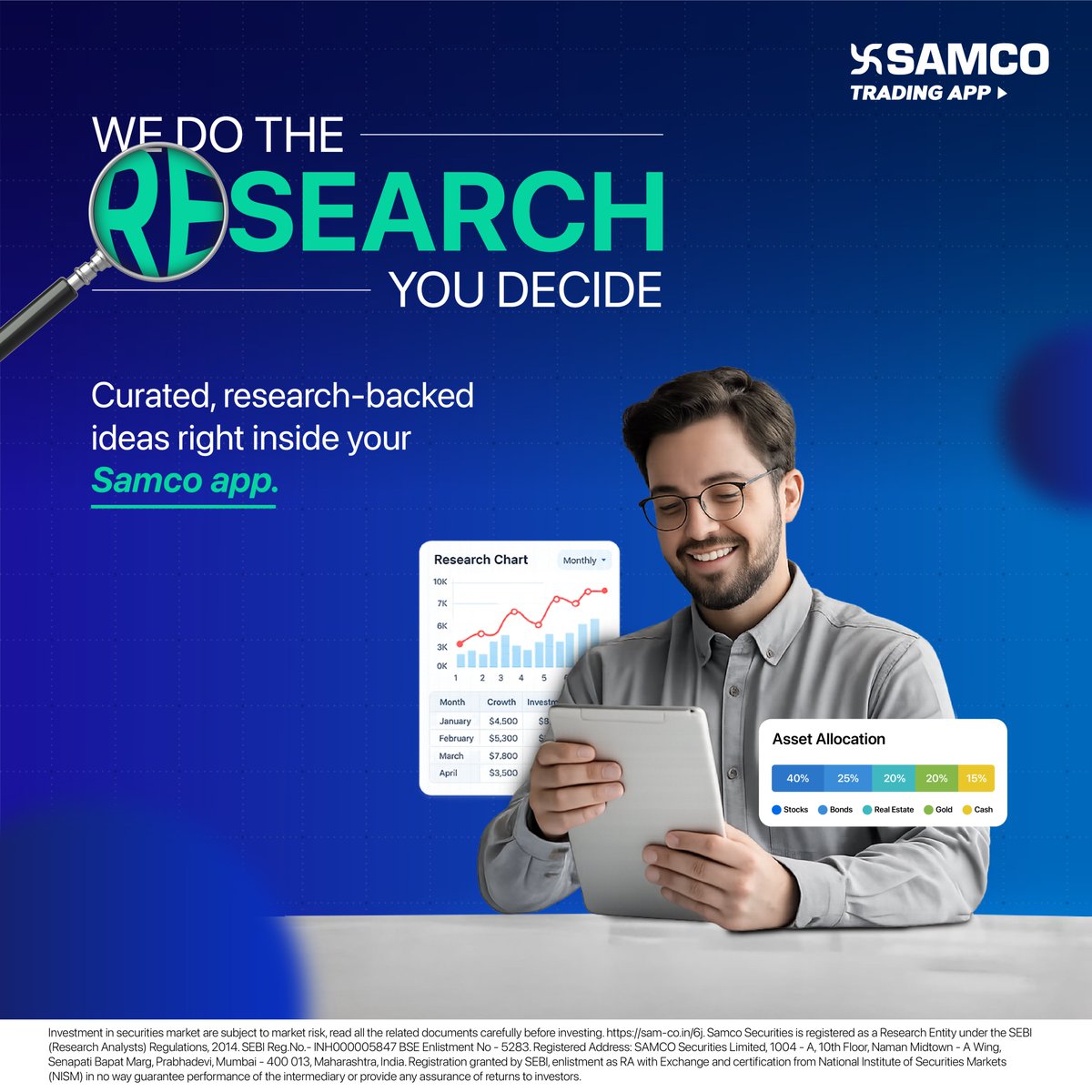 SAMCO_India's tweet photo. The market gives you thousands of choices. We help you narrow them down. 🔎

With Samco, our research does the heavy lifting.
Get access to research-backed recommendations designed to help you identify market opportunities, understand the rationale behind an idea and make decisions based on research rather than rumours or guesswork.

We do the research. You decide what’s right for you.
Explore the Samco App 👉  https://t.co/T8qnD76bPF

#Samco #SamcoApp #ResearchBacked #Research #ScientificRecommendations #ShareMarket #StockMarketIndia #SamcoSecurities