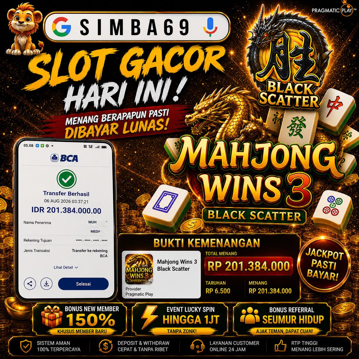 gleadms's tweet photo. 💡 SIMBA69 SARAN TEMPAT MAIN AMAN TERBAIK #slotgacor #slotonline #slotviral 
LINK DAFTAR: https://t.co/WYFIwlwQ9g
🚀 REKOMENDASI SLOT GACOR HARI INI
🚀 Trik &amp; Pola Pragmatic &amp; PG Soft
🚀 Panduan RTP Olympus, Mahjong Ways, Starlight Princess
🚀 Solusi Tepat Mudah Jp
#zonauangㅤ https://t.co/3dKMWLJCzg