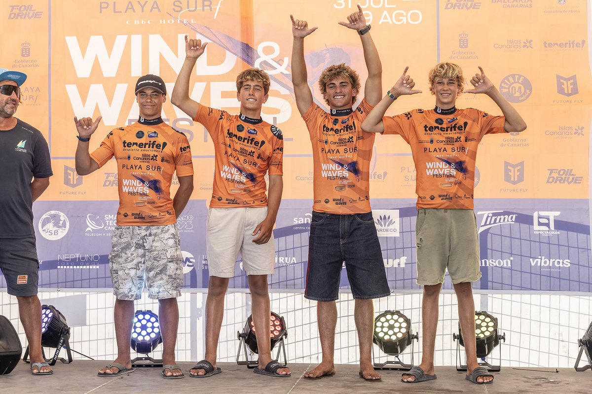 webtenerife's tweet photo. La jornada también coronó a los campeones de las categorías Junior, Sub-15 y Master, en una celebración que confirma a El Médano y Tenerife como destinos de referencia para los amantes de los deportes de viento. https://t.co/CIpvxMxVRB