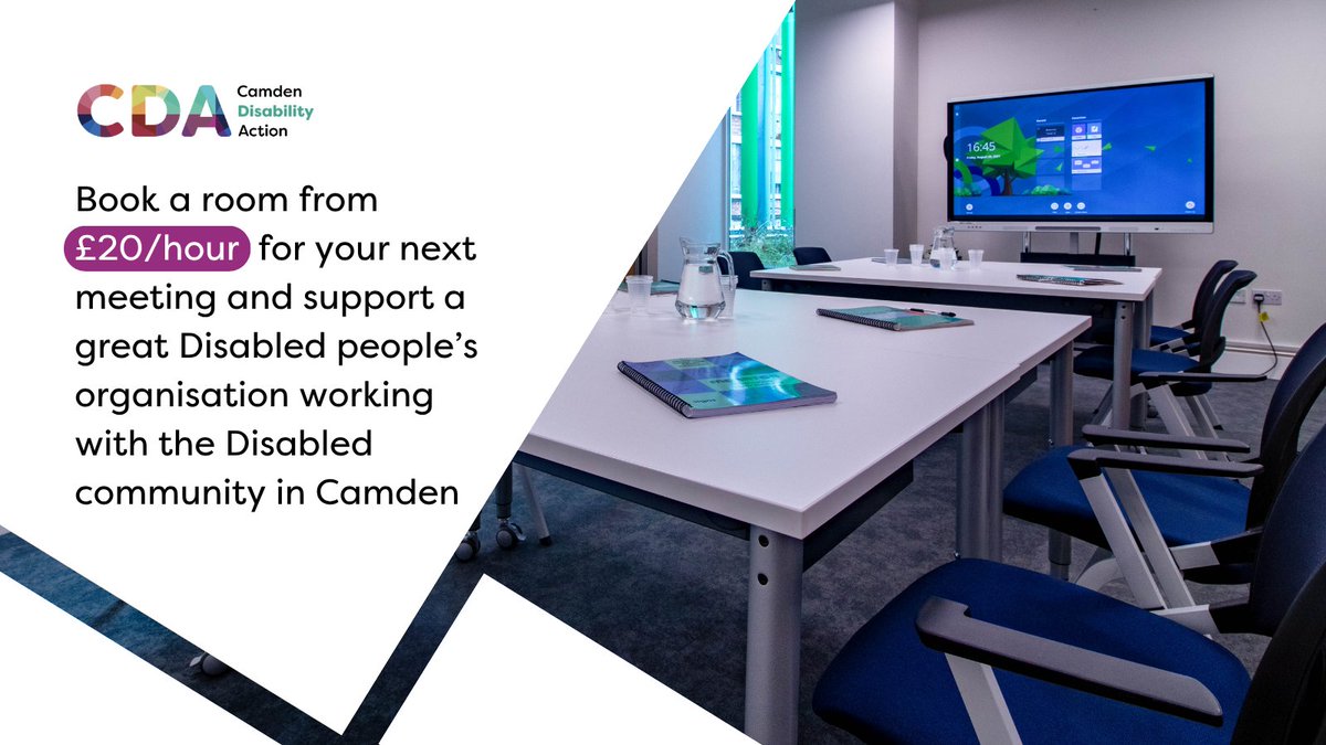 camdenDisAction's tweet photo. Air-conditioned rooms, accessible spaces and great tech for your next meeting. 
Book with us 👉https://t.co/e6hr0NWjln 
#Accessibility #Camden https://t.co/bHEyB19w1n