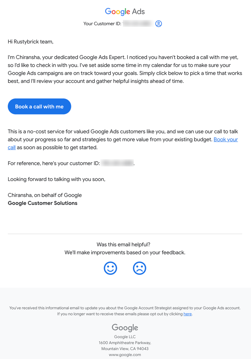 rustybrick's tweet photo. Google still aggressively poaching Google Ads agency accounts https://t.co/MuSqgpS3uH via Bia Camargo and @DavidMelamed https://t.co/B4nGfpKlsM